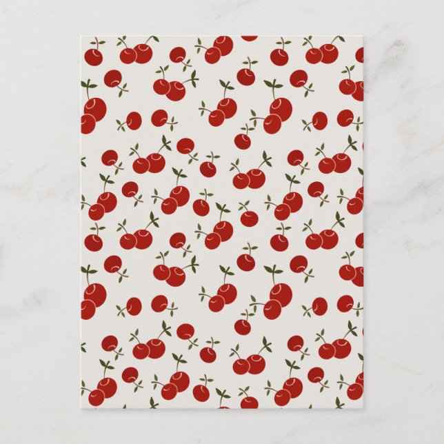 Sweet Summer Red Cherries Garden  Announcement Postcard (Front)