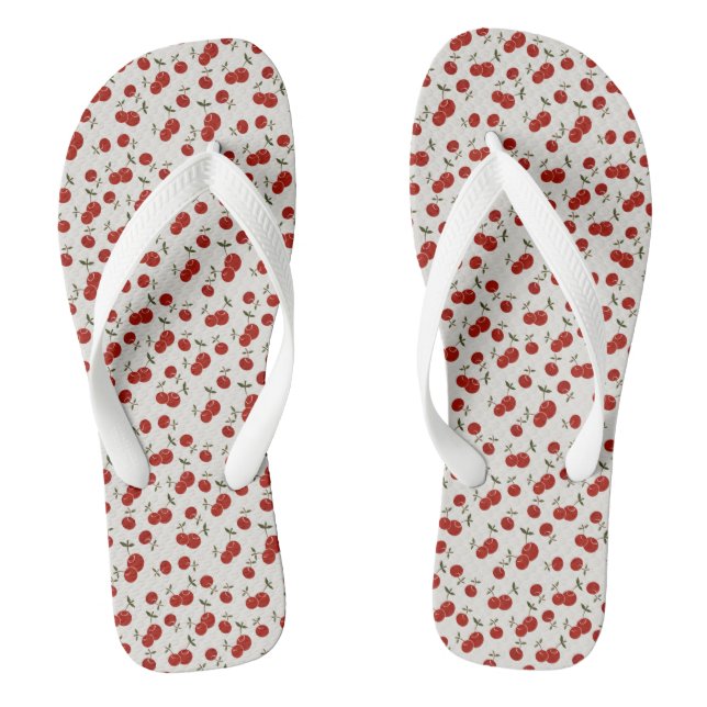 Sweet Summer Red Cherries Garden  Flip Flops (Footbed)