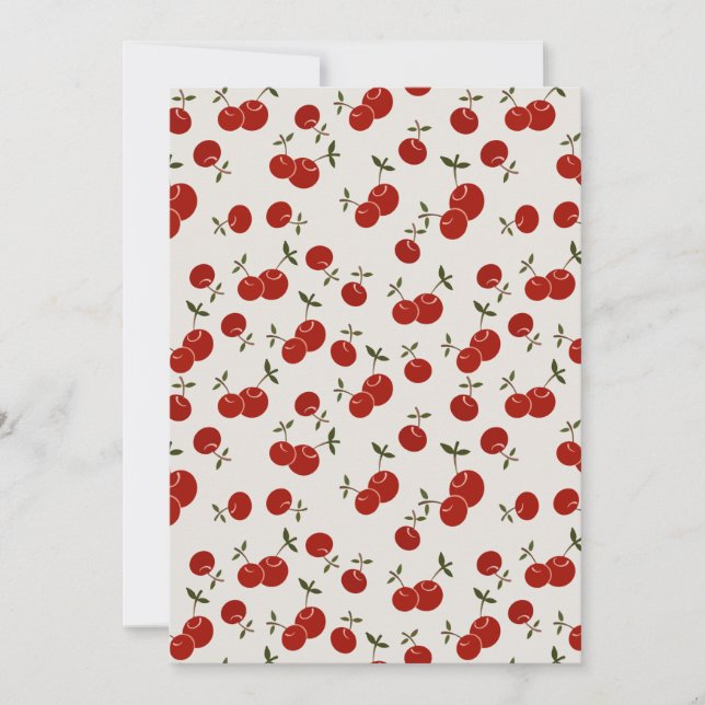 Sweet Summer Red Cherries Garden  Holiday Card (Front)