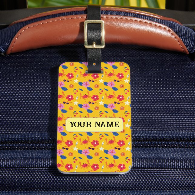 Sweet Summer Red Flower, Glasses, Cherry  Luggage Tag (Front Insitu 2)
