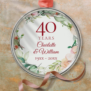 Sweet Summer Roses Garland 40th Anniversary Metal Tree Decoration