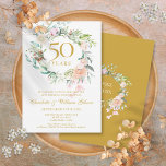 Sweet Summer Roses Garland 50th Anniversary Invitation<br><div class="desc">Featuring a delicate watercolour floral greenery garland,  this chic botanical 50th wedding anniversary invitation can be personalised with your special anniversary information. The reverse features a matching floral garland framing your anniversary dates in elegant text on a golden background. Designed by Thisisnotme©</div>