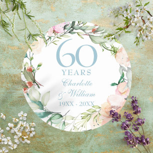 Sweet Summer Roses Garland 60th / 75th Anniversary Classic Round Sticker