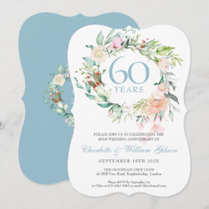 Sweet Summer Roses Garland 60th / 75th Anniversary Invitation