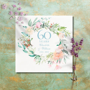 Sweet Summer Roses Garland 60th / 75th Anniversary Napkin