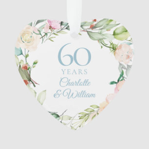 Sweet Summer Roses Garland 60th Anniversary Ornament