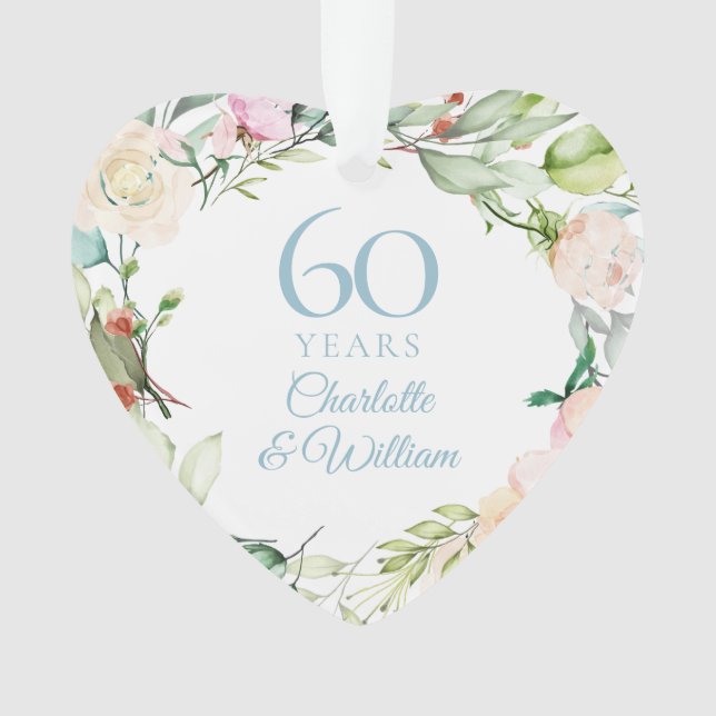 Sweet Summer Roses Garland 60th Anniversary Ornament (Front)