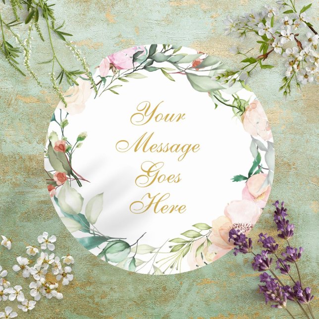 Sweet Summer Roses Garland Classic Round Sticker (Sweet Summer Roses Garland Classic Round Sticker)