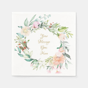 Sweet Summer Roses Gold Script Napkin