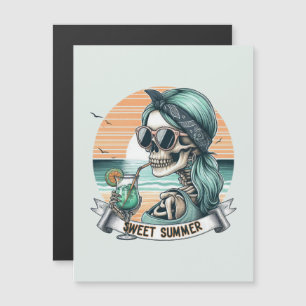 Sweet Summer Skeleton Retro Sunset Design