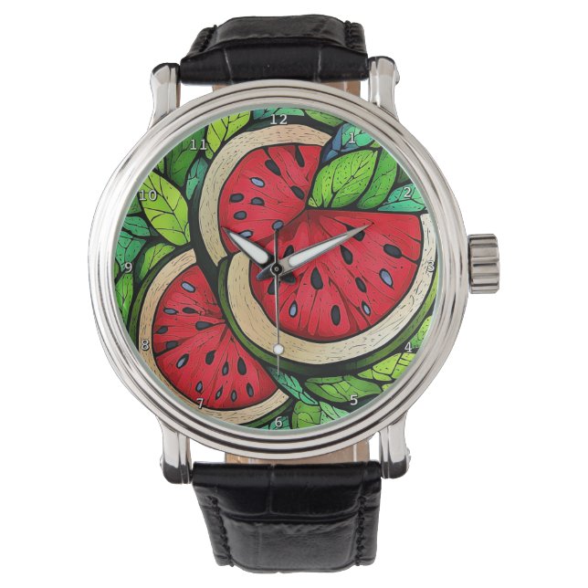 Sweet Summer Slice" - Watermelon Wall  Watch (Front)