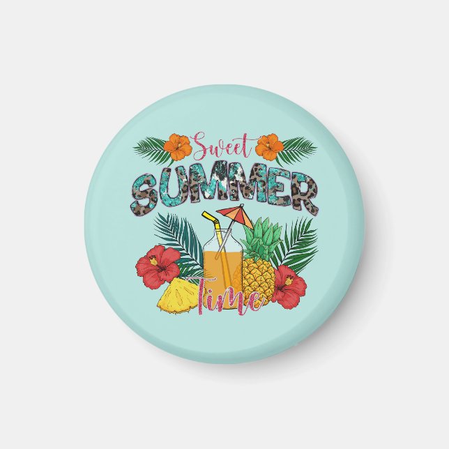 Sweet Summer Time Beach | Tropical Island Magnet (Front)