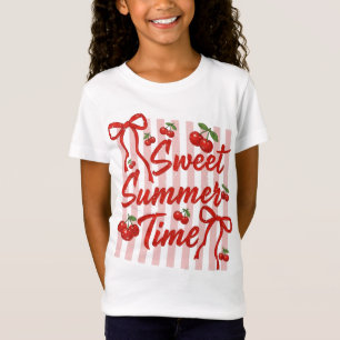 Sweet Summer Time Cherry Coquette Bow PNG T-Shirt