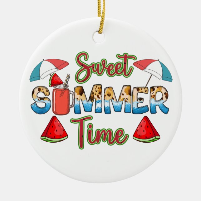 Sweet Summer Time | Colourful | Watermelon Ceramic Tree Decoration (Front)