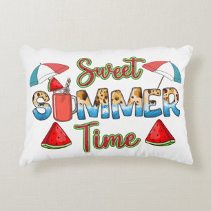 Sweet Summer Time   Colourful Watermelon Slice Decorative Cushion