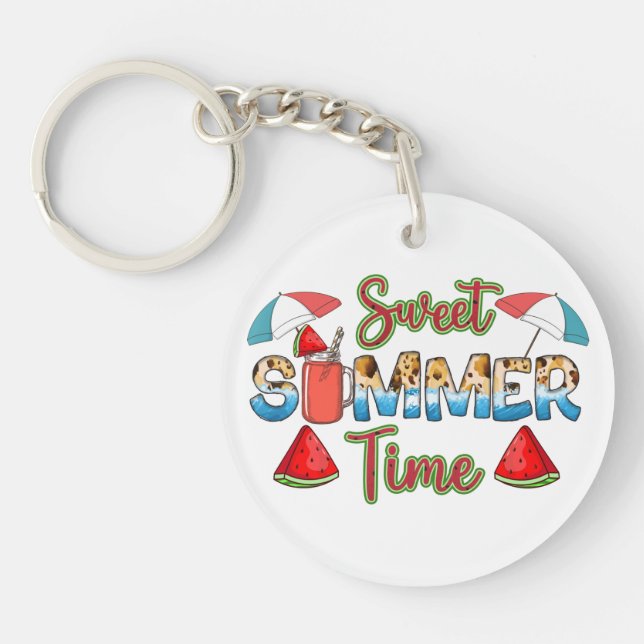 Sweet Summer Time | Colourful Watermelon Slice Key Ring (Front)