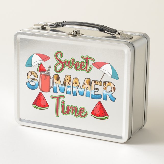 Sweet Summer Time | Colourful Watermelon Slice Metal Lunch Box (Front)