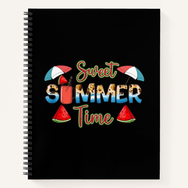 Sweet Summer Time | Colourful Watermelon Slice Notebook (Front)