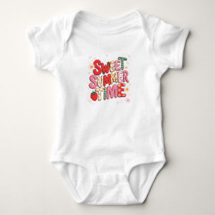 Sweet Summer Time Coquette Strawberry Retro Beach  Baby Bodysuit
