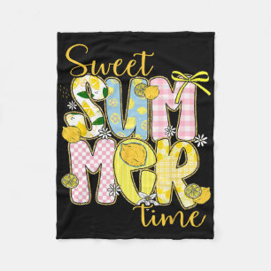 Sweet Summer Time Lemon Coquette Bow Family Vacati Fleece Blanket