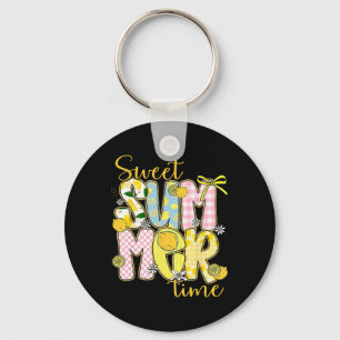 Sweet Summer Time Lemon Coquette Bow Family Vacati Key Ring