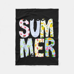 Sweet Summer Time Summer Vibes Women Kids Funny Be Fleece Blanket