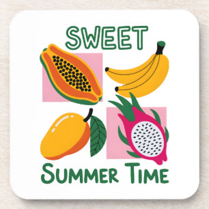Sweet Summer Time Tropical Fruit Pop Art Design Coaster
