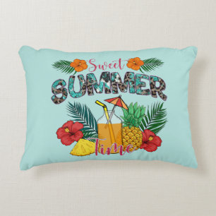Sweet Summer Time Tropical Fruits & Floral Decorative Cushion
