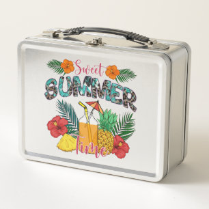 Sweet Summer Time   Tropical Fruits & Floral Metal Lunch Box