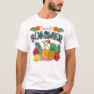 Sweet Summer Time Tropical Fruits & Floral T-Shirt