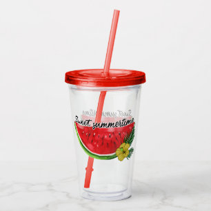 Sweet Summer Time Watercolor Watermelon Acrylic Tumbler
