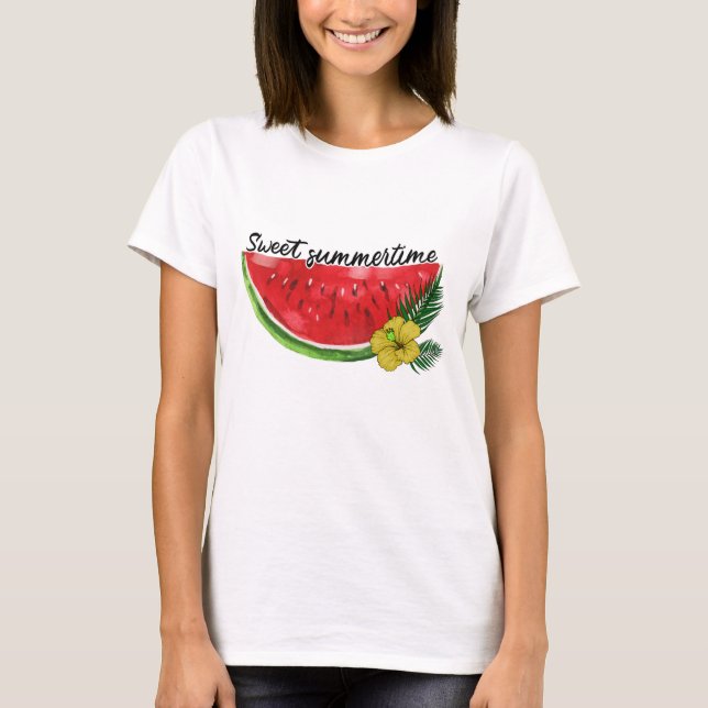 Sweet Summer Time | Watercolor Watermelon T-Shirt (Front)