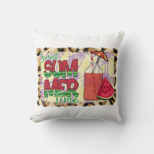 Sweet Summer Time Watermelon, Beach & Leopard Cushion