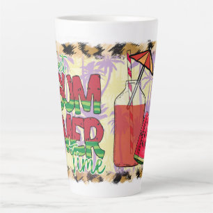 Sweet Summer Time Watermelon, Beach & Leopard Latte Mug