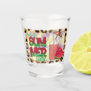 Sweet Summer Time Watermelon, Beach & Leopard Shot Glass