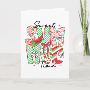 Sweet Summer Vibes Watermelon Coquette Bow Beach V Card