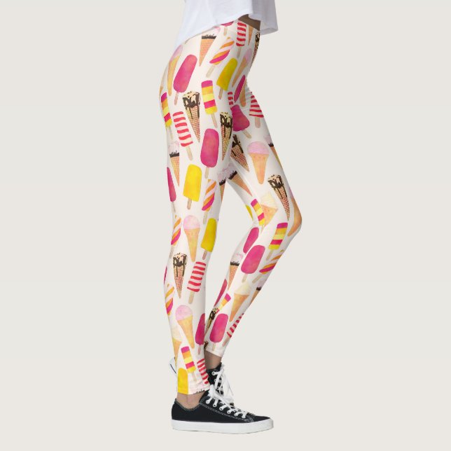Sweet Summer Watercolor Ice Cream Leggings (Right)