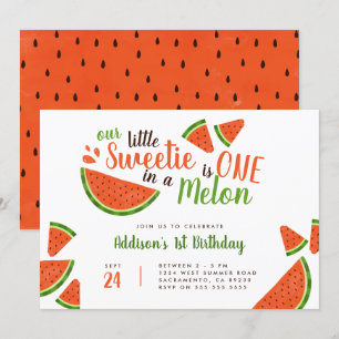Sweet Summer Watermelon One In A Melon Birthday Invitation