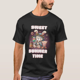 Sweet Summertime Cute Rabbit Summer Vacation Kids T-Shirt