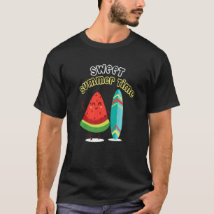 Sweet Summertime Watermelon Surfing Summer Beach V T-Shirt