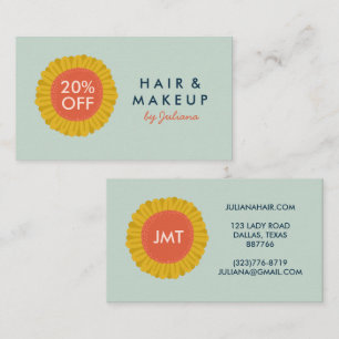 Sweet Sunflower Daisy Flower CUSTOM Initials Discount Card