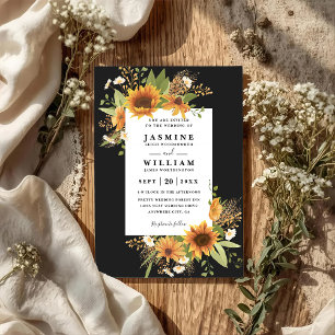Sweet Sunflowers Rustic Elegant QR Code Wedding Invitation