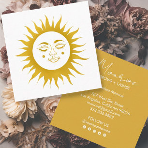 Sweet Sunshine Boho Line Art Gold Social Media Square Business Card