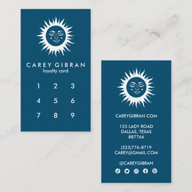 Sweet Sunshine Chic Elegant Line Drawing CUSTOM Loyalty Card (Front/Back)
