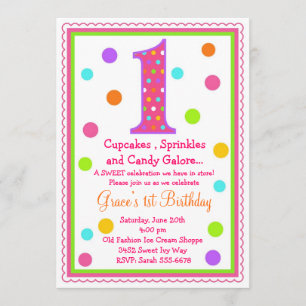 Sweet Surprise 1st  Birthday Invitation