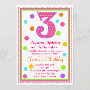 Sweet Surprise 3rd  Birthday Invitation