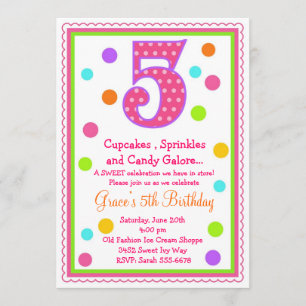 Sweet Surprise 5th Birthday Invitation