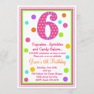 Sweet Surprise 6th Birthday Invitation