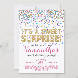 Sweet Surprise Birthday Confetti Invitation