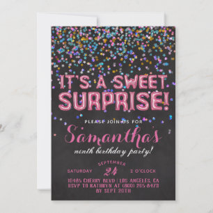 Sweet Surprise Birthday Confetti Invitation